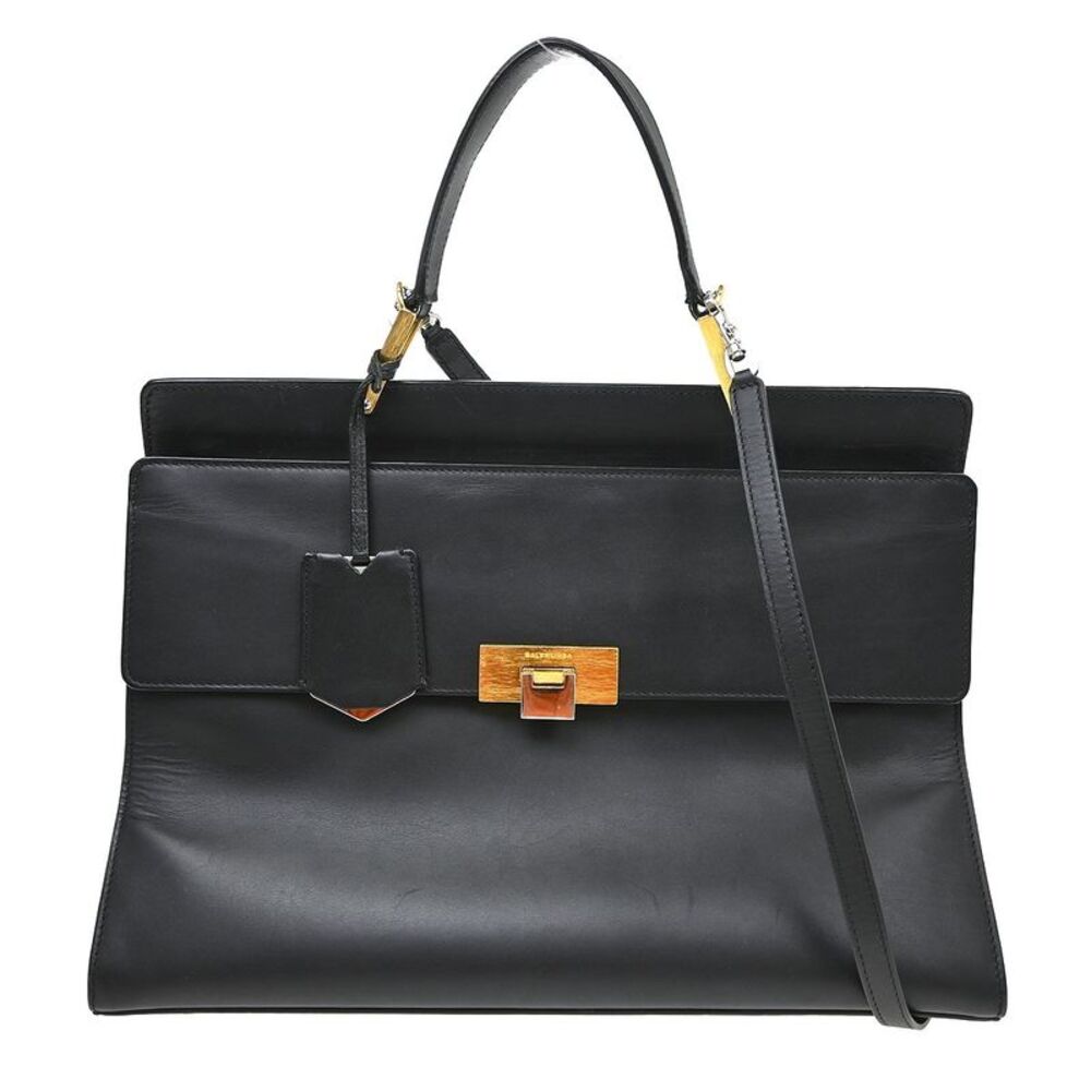 Balenciaga Le Dix Zip Cartable Top Handle Leather Black Leather Handbag